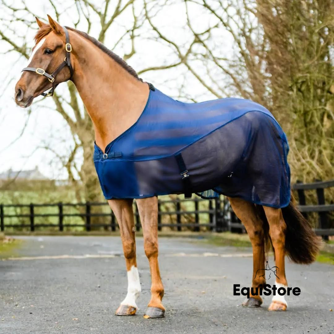 Equisential net cooler, a sweat rug for horses