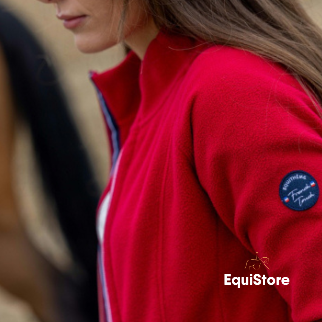 Equitheme Lena Fleece Riding Jacket in red, for equestrians