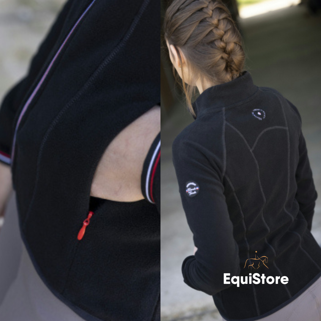 Equitheme Lena Fleece Riding Jacket in black for equestrians