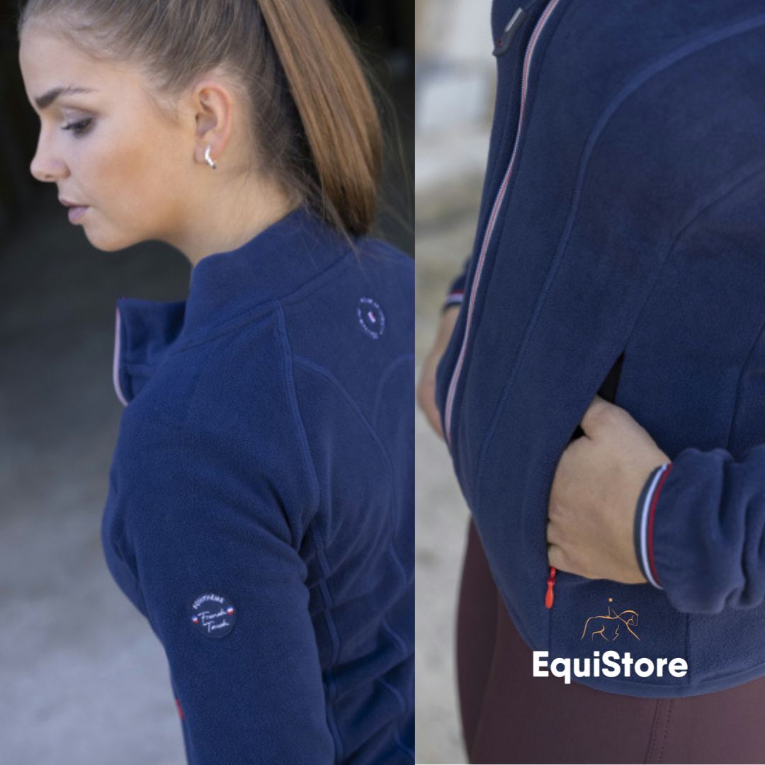 Equitheme Lena Fleece Riding Jacket in navy for equestrians