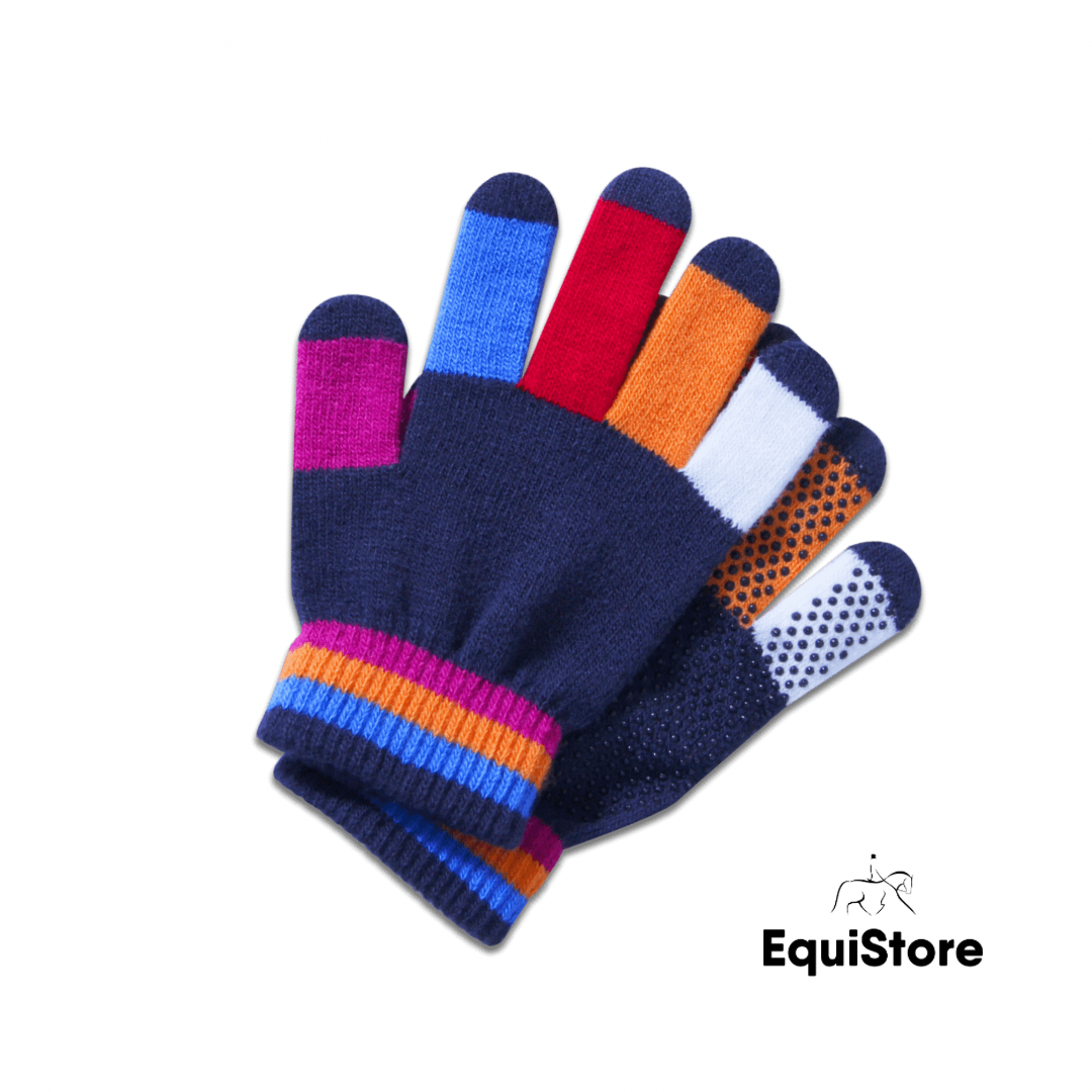 Magic multicoloured grippy horse riding gloves for children