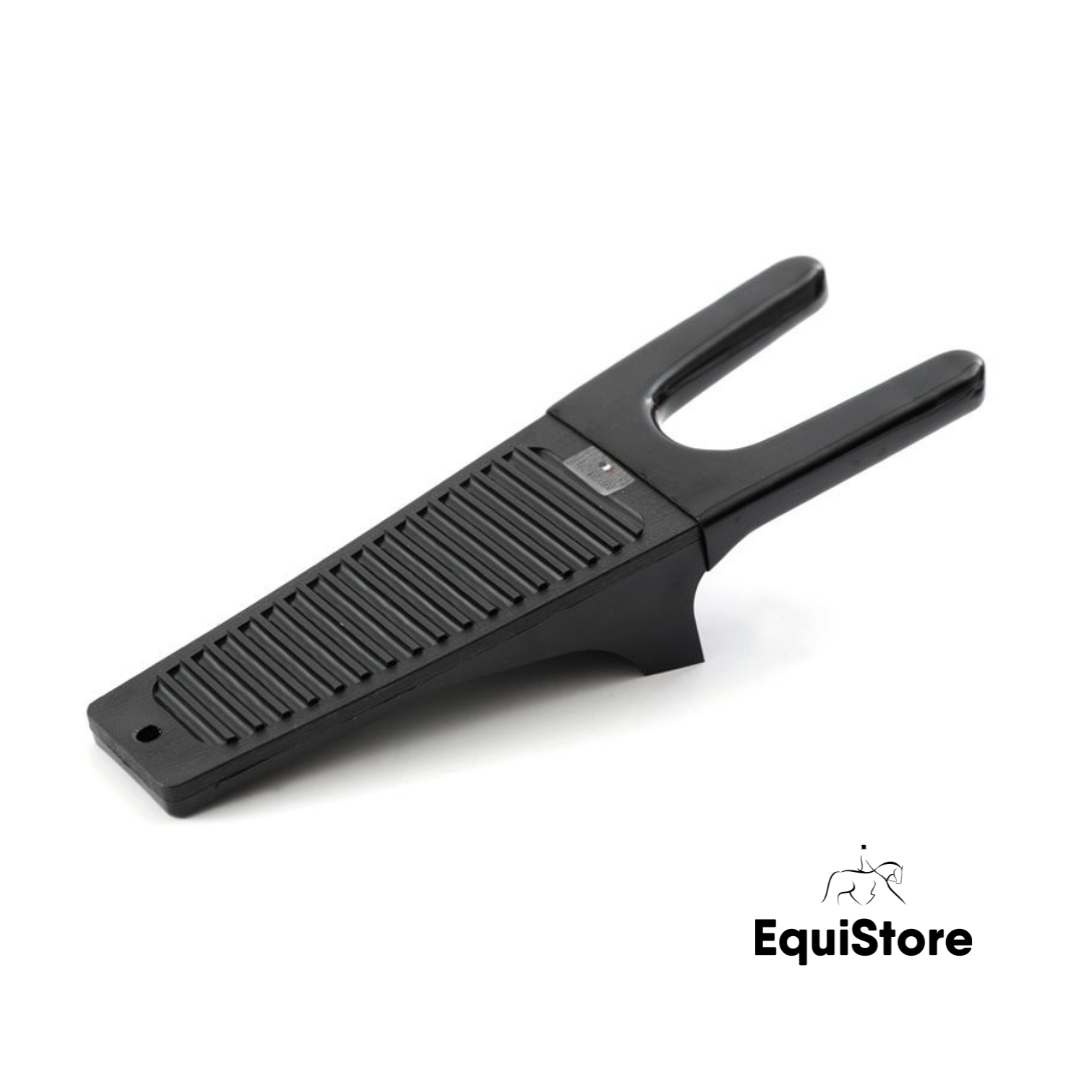 Premier Equine Boot Jack for removing your riding boots. In black.