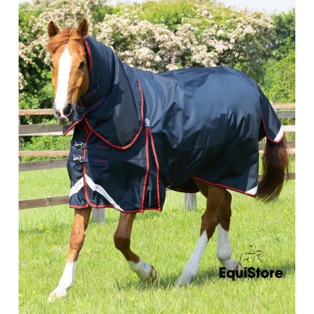 Premier Equine Buster 250g Turnout Rug with Classic-Fit Neck Cover for horses, in navy