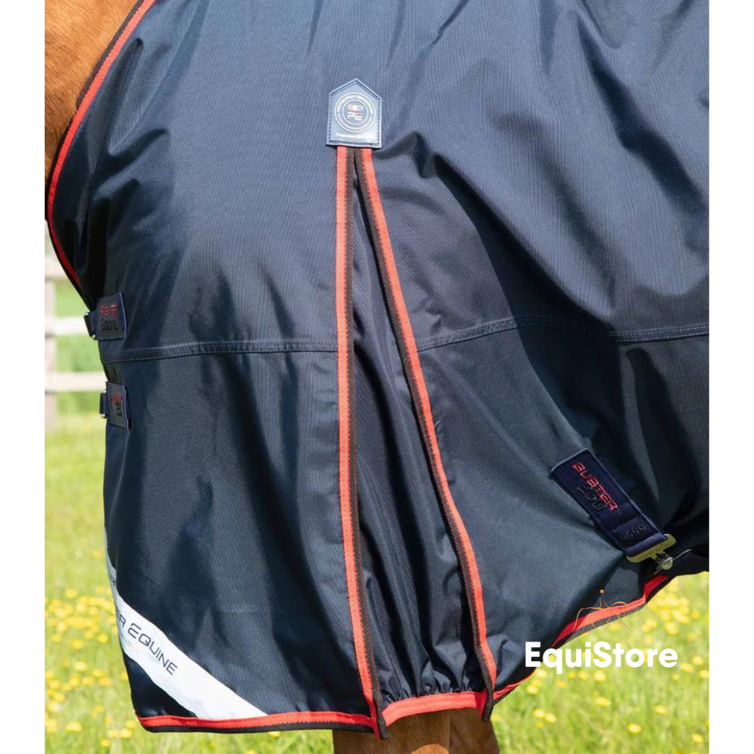 Premier Equine Buster 250g Turnout Rug with Classic-Fit Neck Cover for horses, in navy