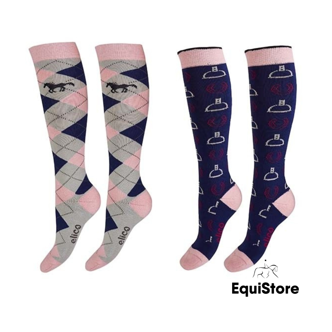 Elico Equestrian Socks 2 Pack Milan