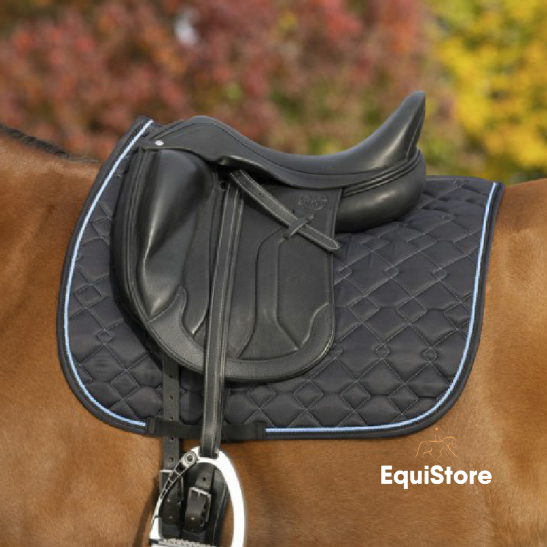 Equitheme Double Rope Saddle Pad - Dressage Black/Light Blue