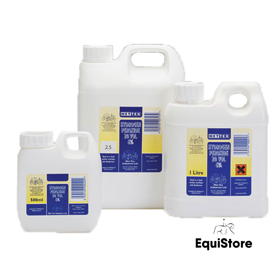 Hydrogen Peroxide for use in your horses first aid kit.