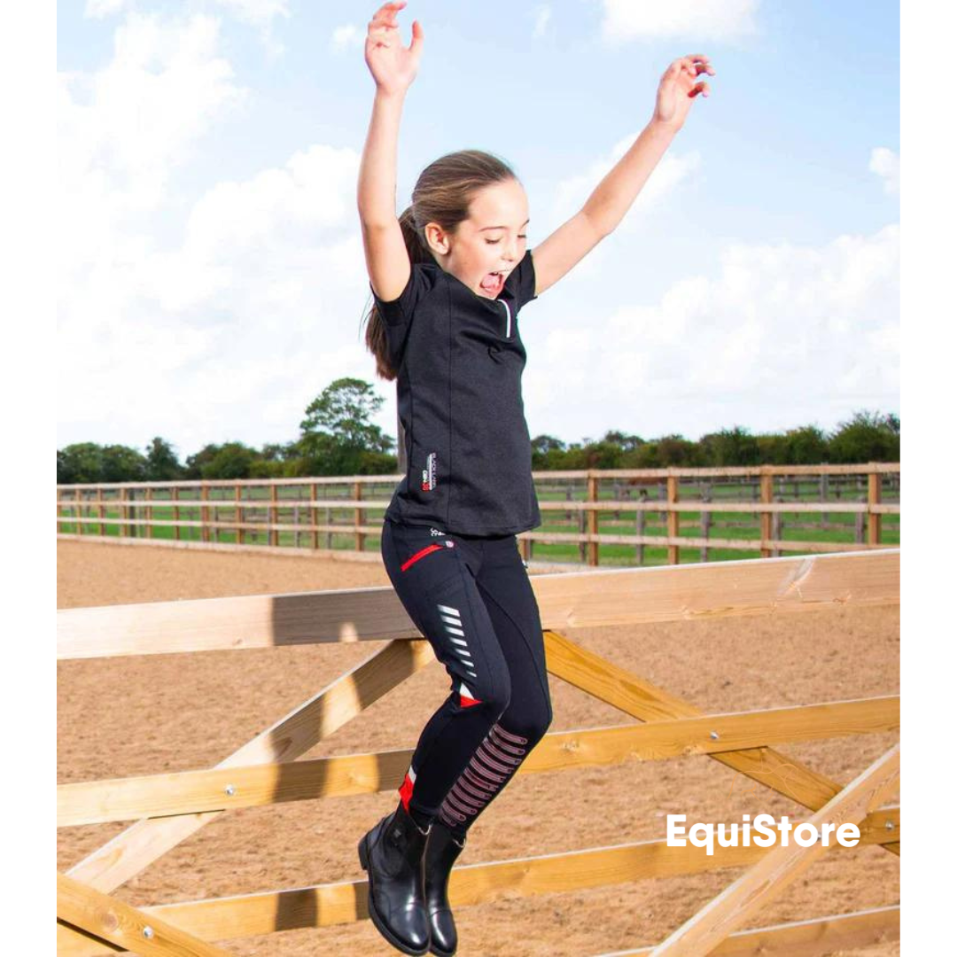 Premier Equine Adora Girls Gel Knee Pull On Riding Jodhpur Tights