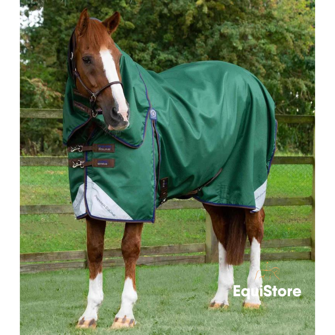Premier Equine Akoni 0g Turnout Rug with Classic Neck Cover in green