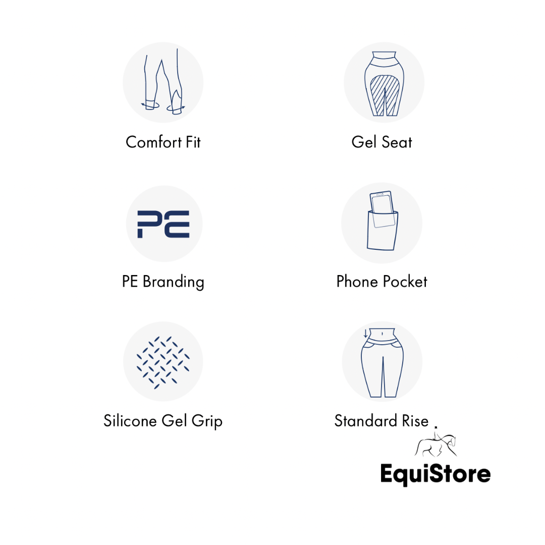 Premier Equine Astrid Girls Full Seat Gel Pull On Riding Jodhpur Tights technical details