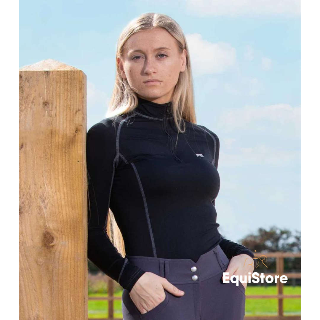 Premier Equine Ombretta Ladies Technical Horse Riding Top in black