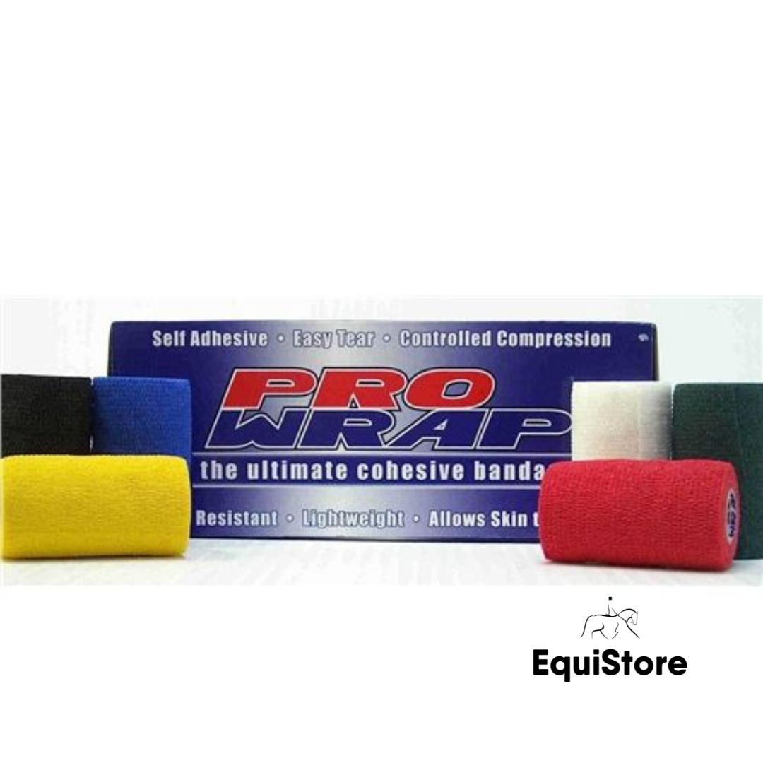 Prowrap cohesive veterinary bandage, an essential part of your horses first aid kit. For wound and injury treatment and support of your equine.