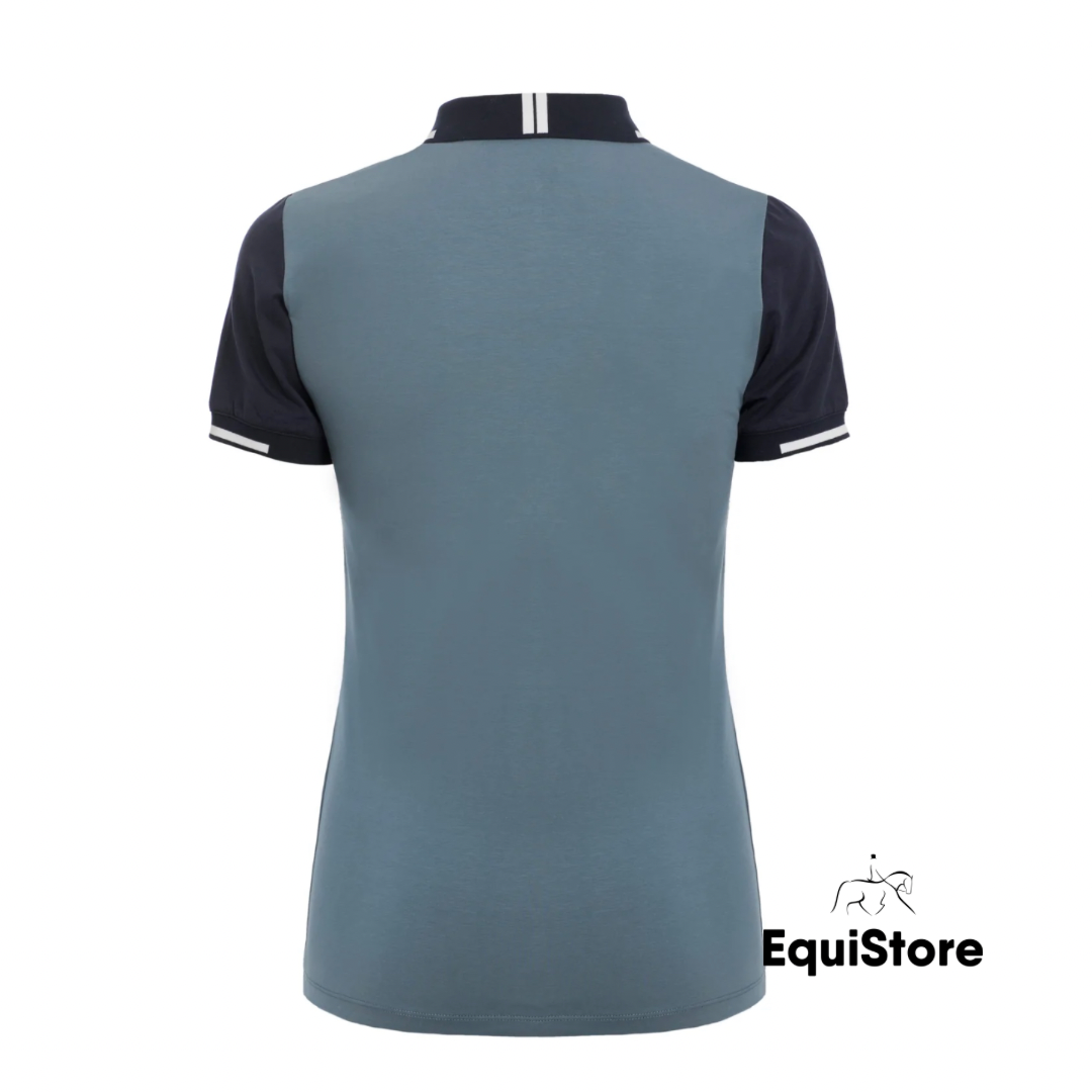 Tesoro Vita Pelosa Polo Shirt for equestrians - Blue with navy and white