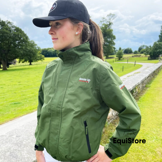 Breeze Up Oxford Winter Jacket in Green - Adult sizes for equestrians