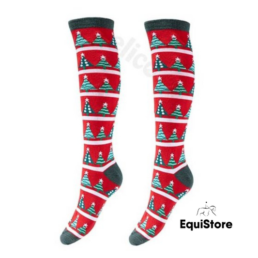 Elico Christmas Socks for equestrians - Christmas Trees