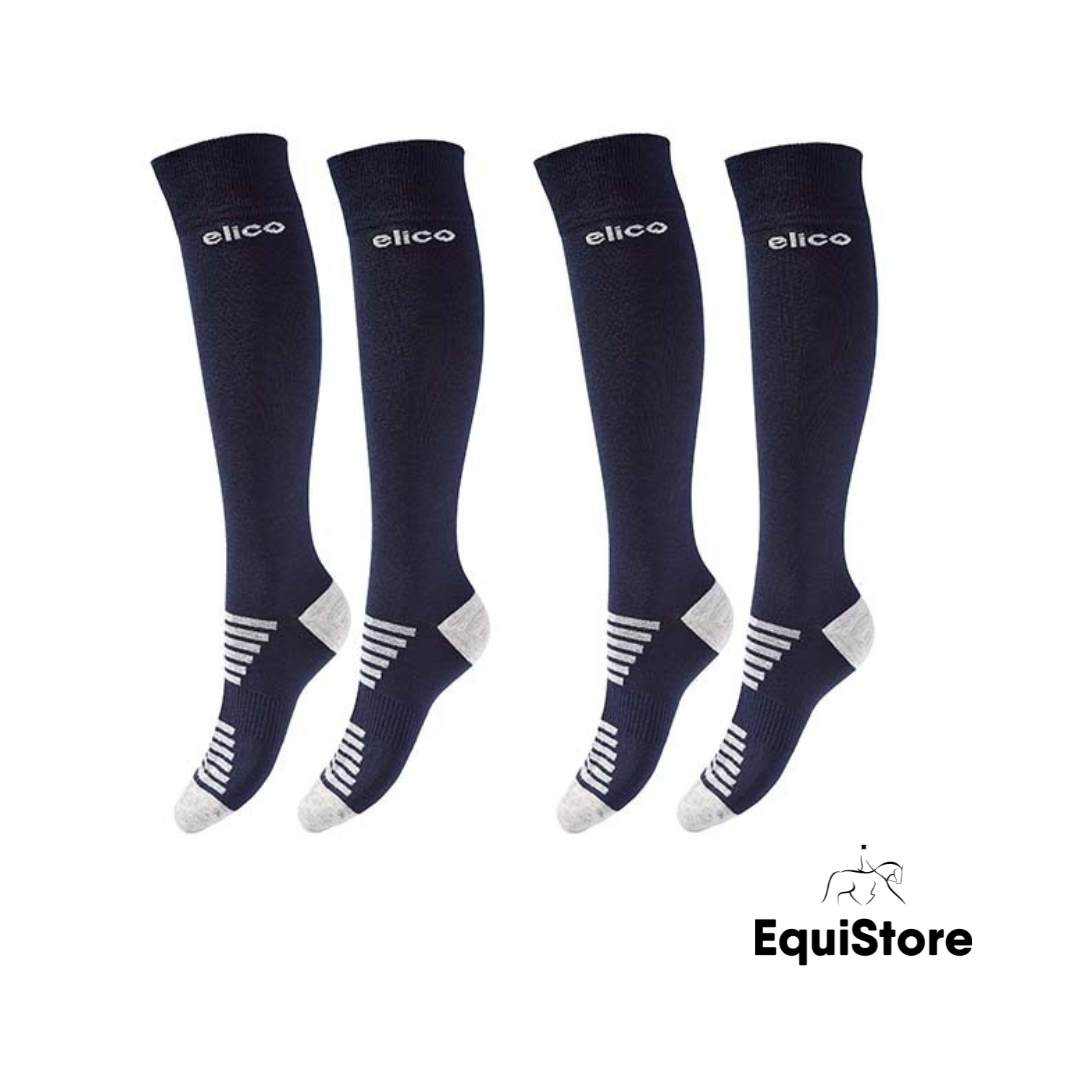Elico Palermo Competition Socks 2 Pack Navy For equestrians 