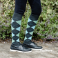 EquiSential Original Sockies, horse riding socks for equestrians in grey/green argyle print 