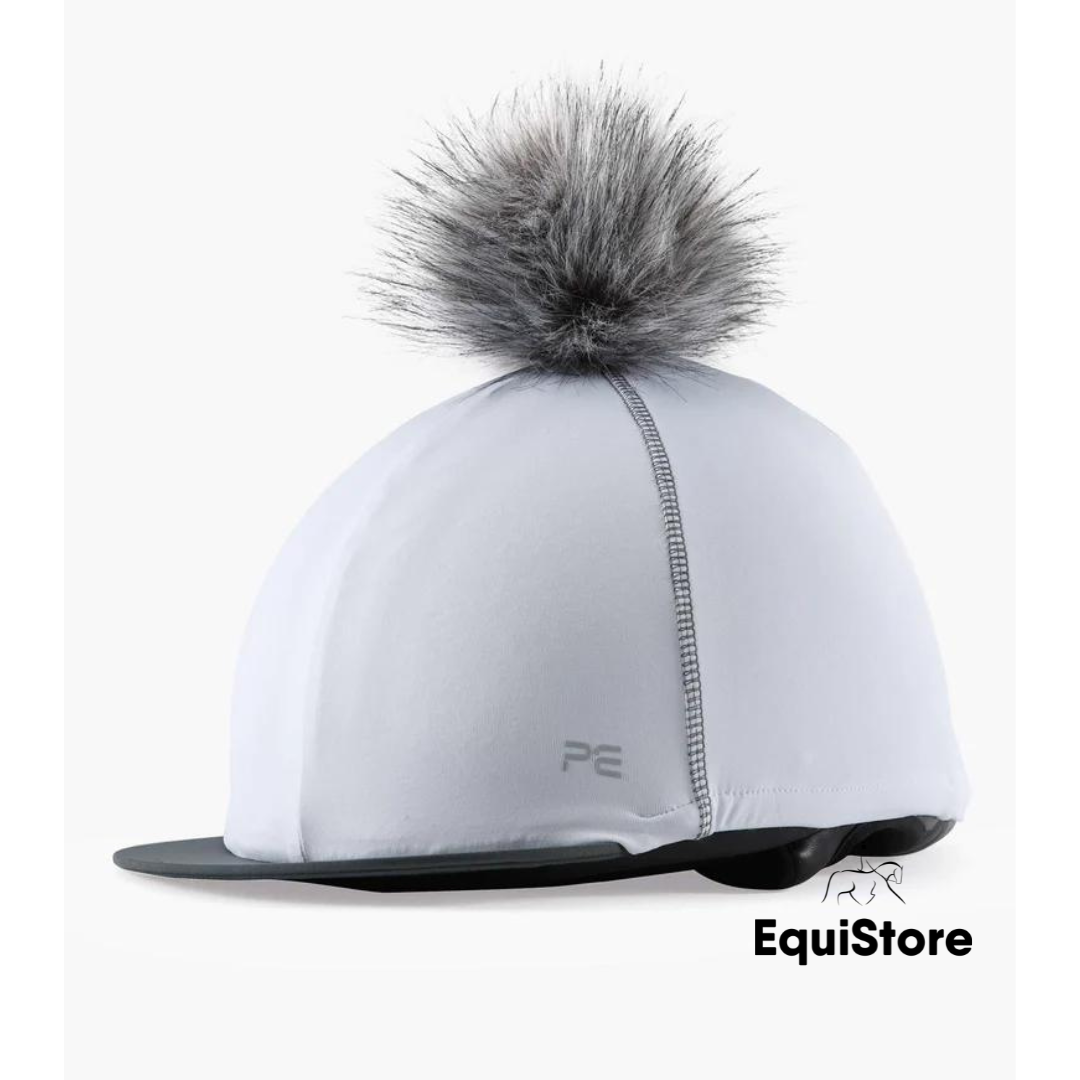 Jersey Hat Silk with Faux Pom Pom  in white