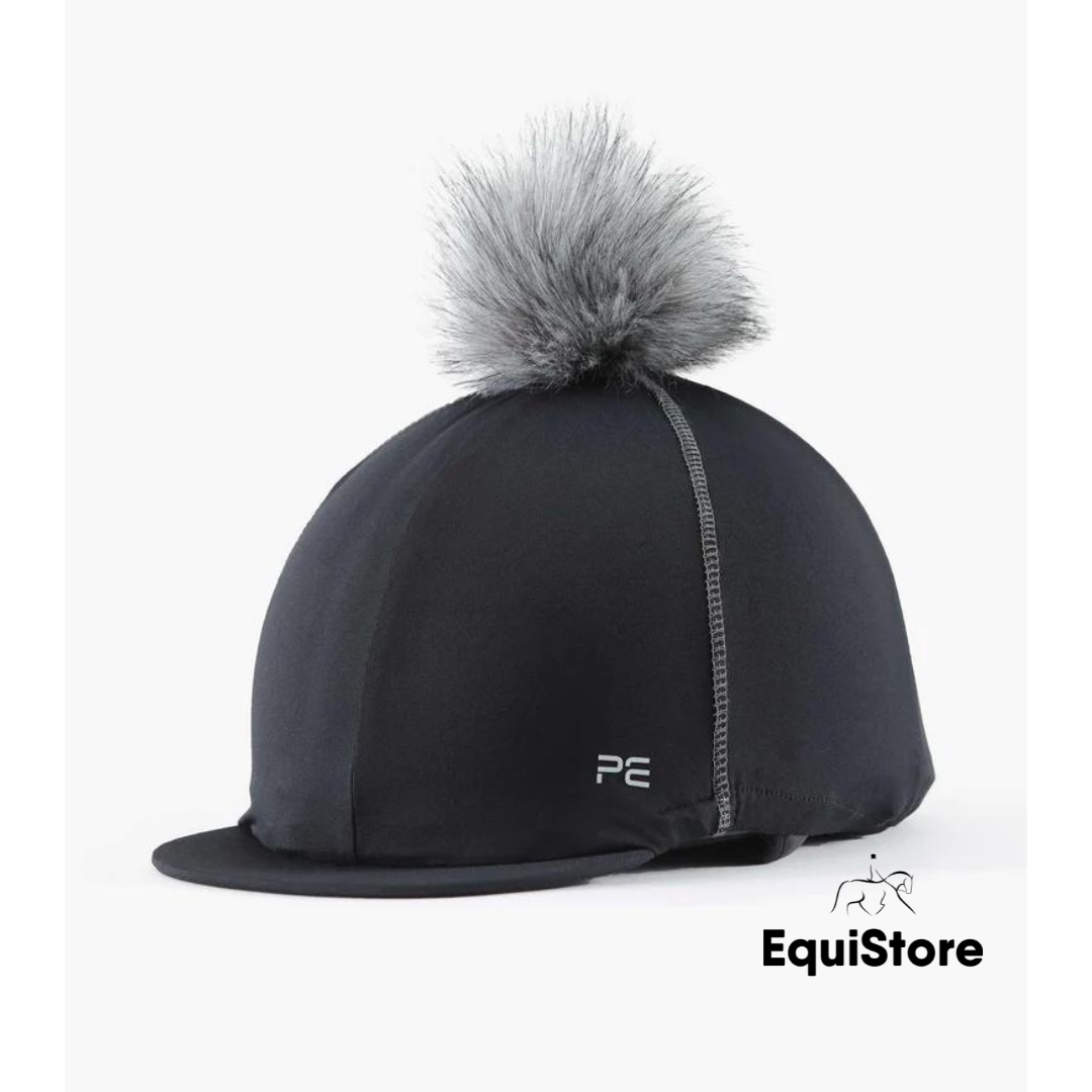 Jersey Hat Silk with Faux Pom Pom  in black