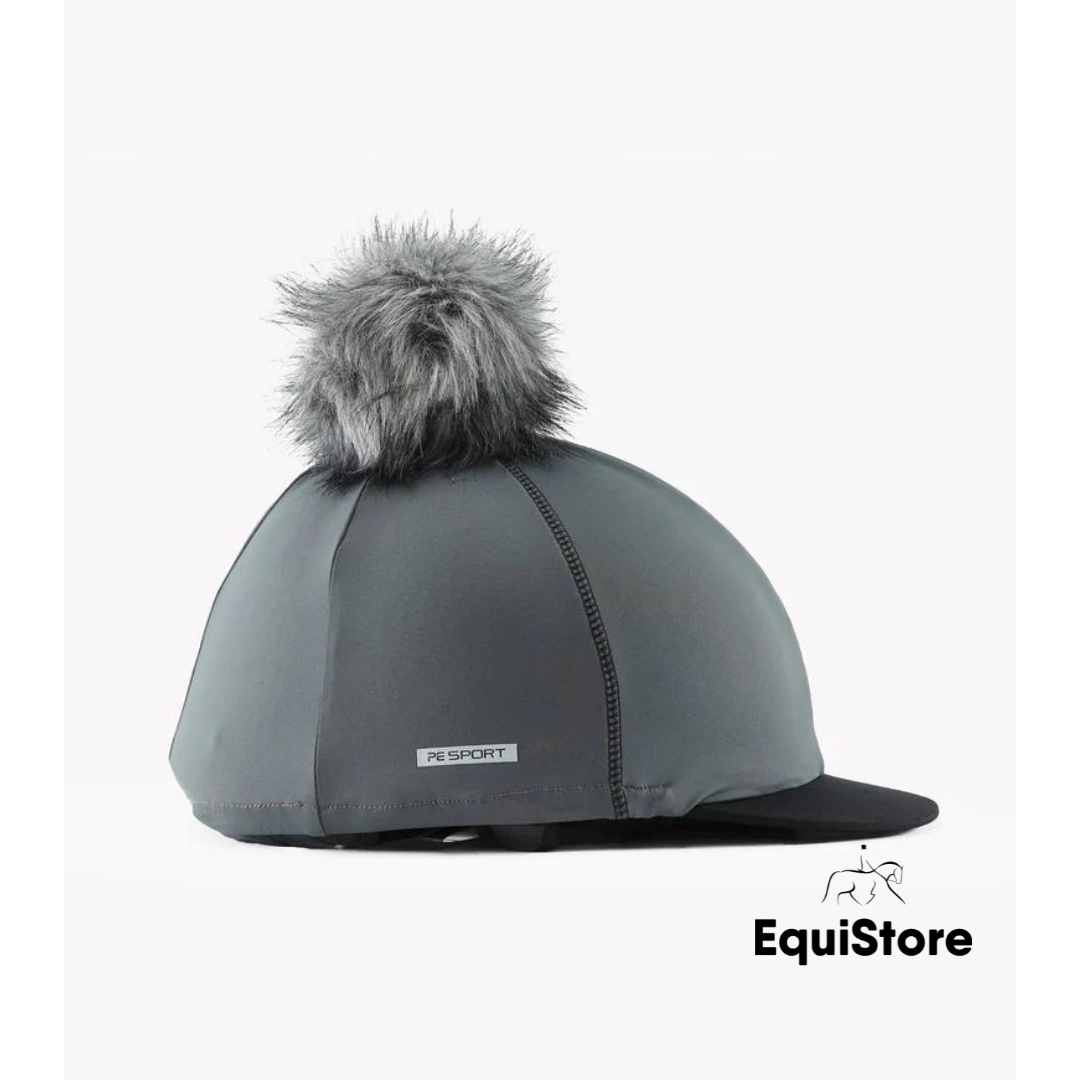 Jersey Hat Silk with Faux Pom Pom  in charcoal