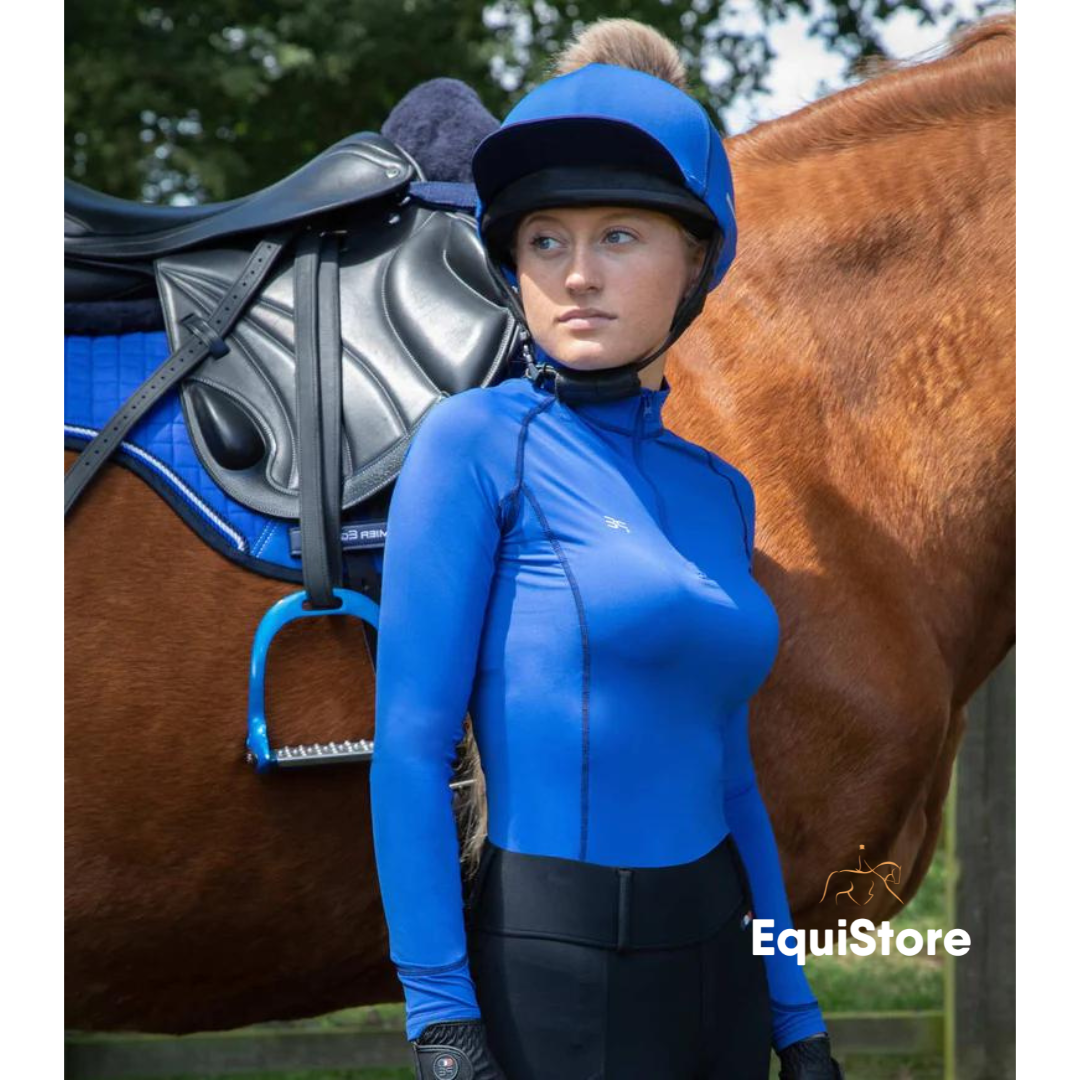 Jersey Hat Silk with Faux Pom Pom in royal blue with matching clothes.