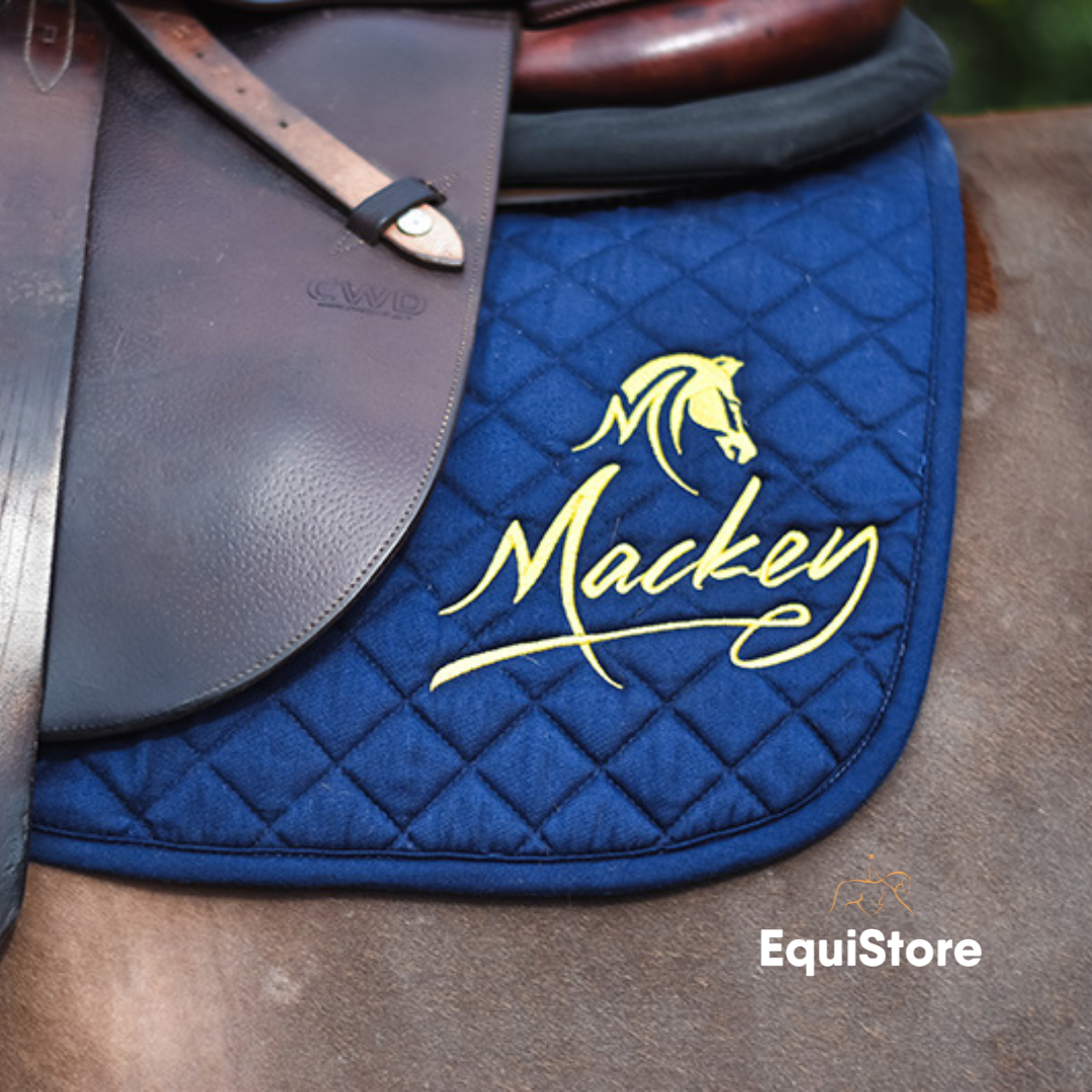 Mackey Embroidered Saddlecloth for horses - Full size and navy