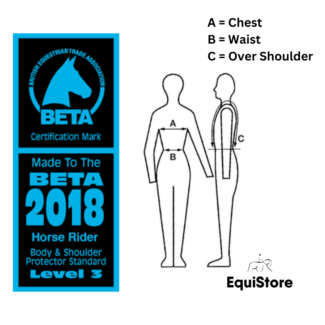 Mackey Equisential Flexi Body Protector - Adult measurement guide