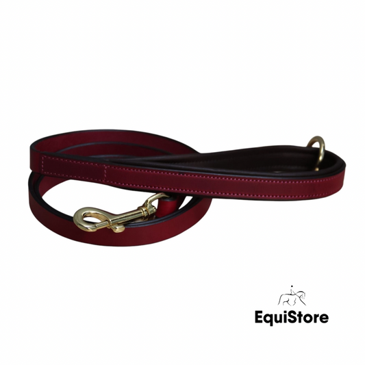 Mackey Padded Leather Dog Lead - Mulberry and Brown