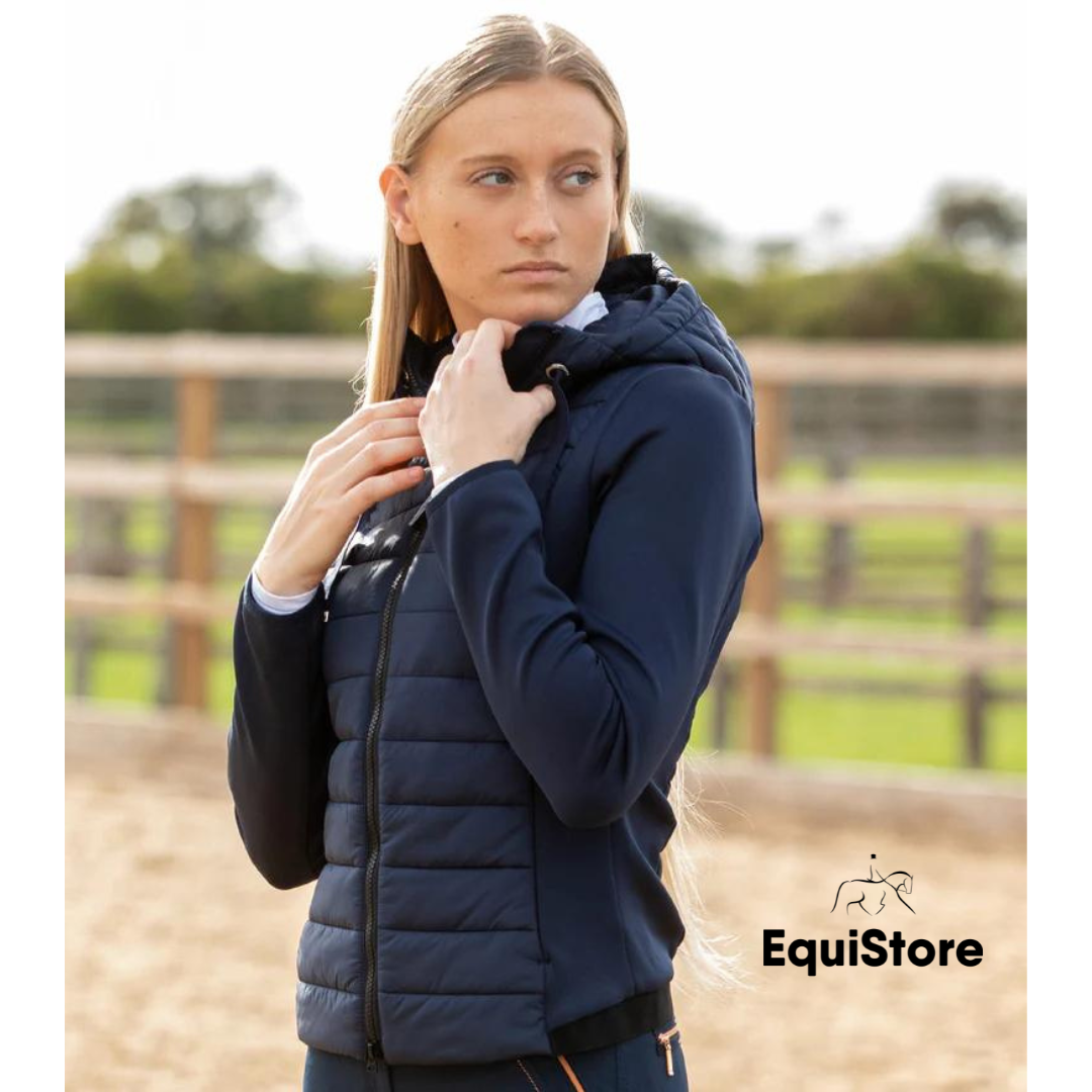 Premier Equine Arion Ladies Riding Jacket With Hood in navy