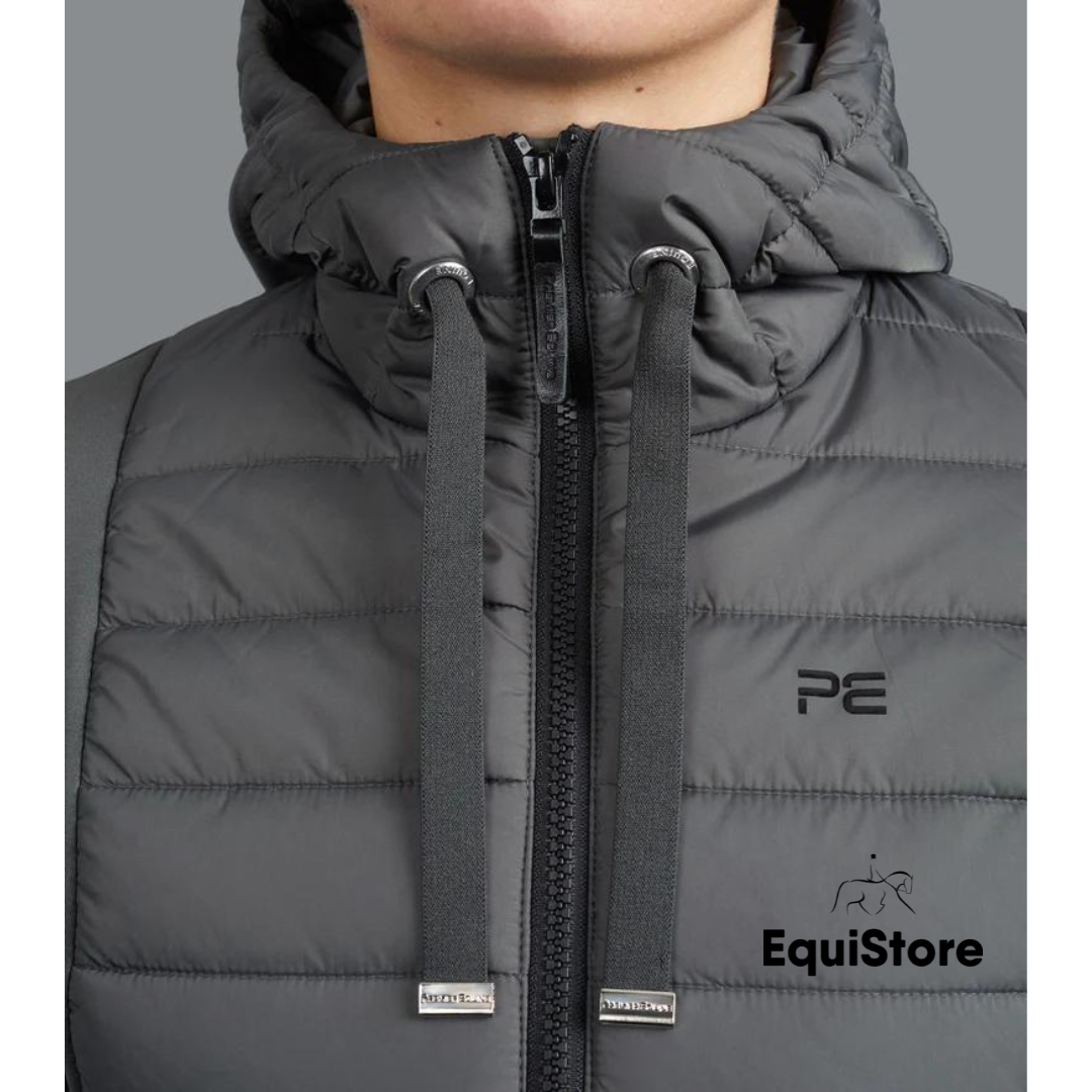 Premier Equine Arion Ladies Riding Jacket With Hood in anthracite grey