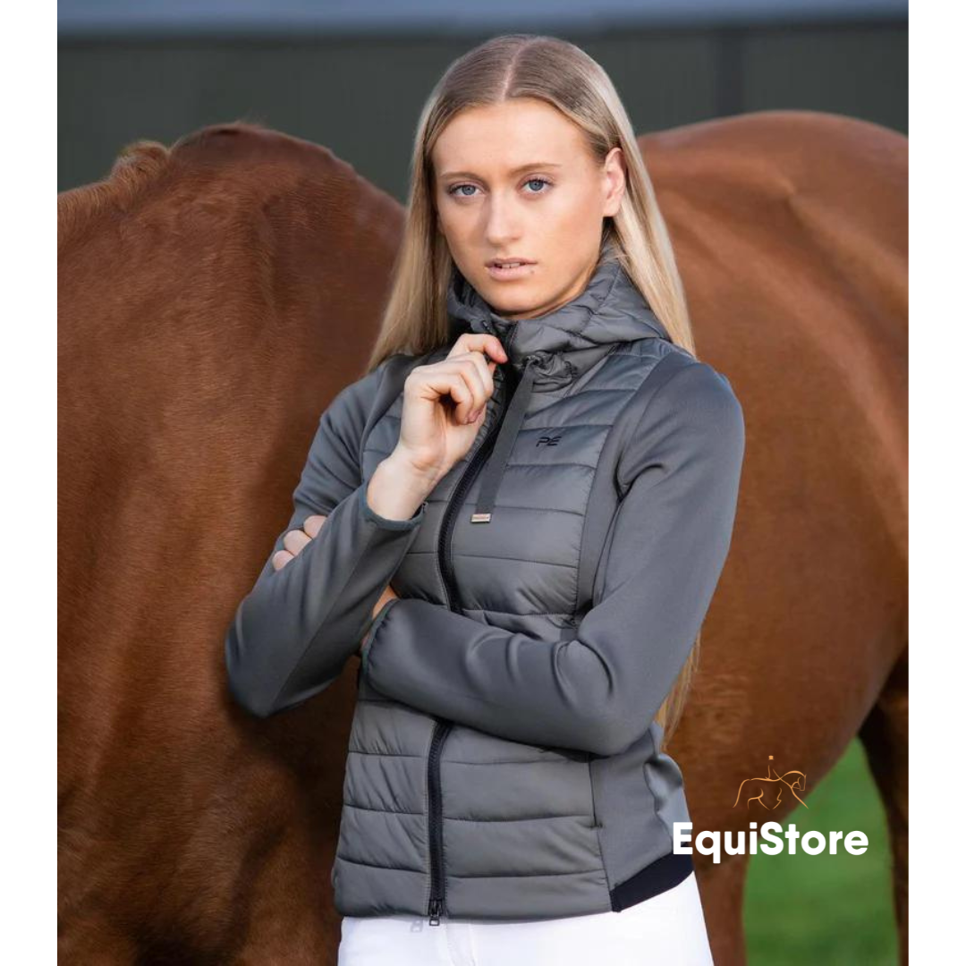 Premier Equine Arion Ladies Riding Jacket With Hood in anthracite grey