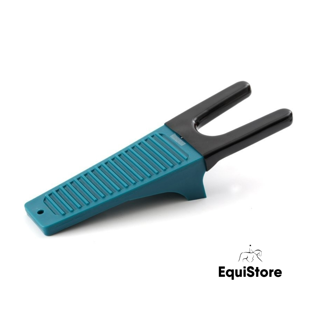 Premier Equine Boot Jack for removing your riding boots. In teal blue