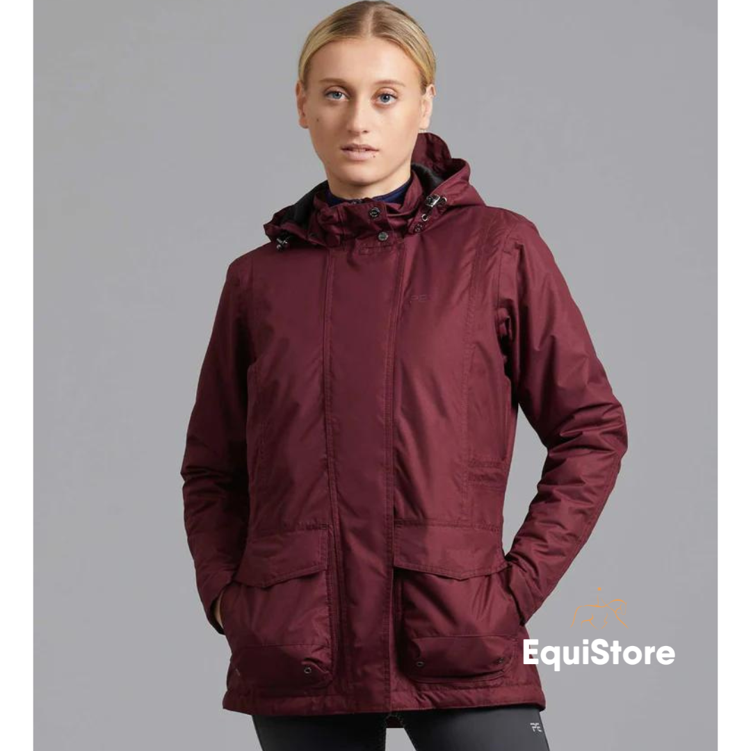 Premier Equine Cascata Ladies Waterproof Coat in wine