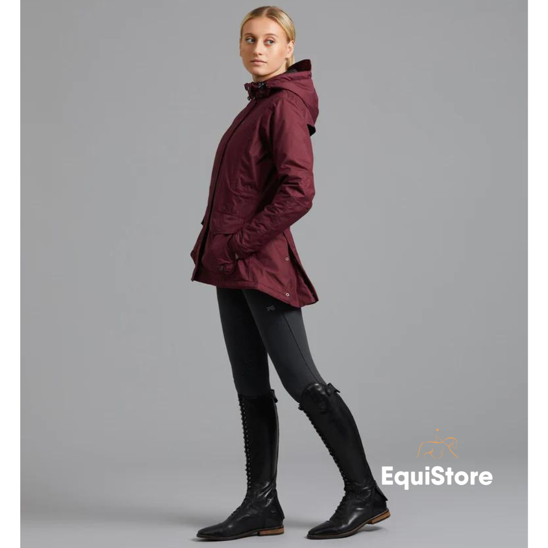 Premier Equine Cascata Ladies Waterproof Coat in wine