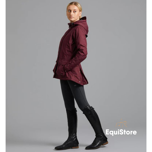 Premier Equine Cascata Ladies Waterproof Coat in wine
