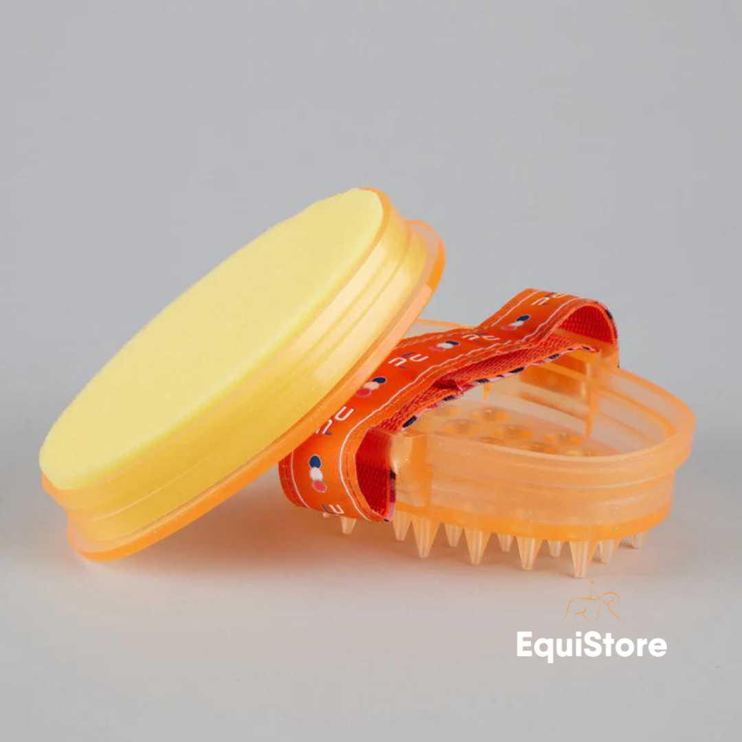 Premier Equine Curry Comb with Integrated Sponge for washing and grooming horses