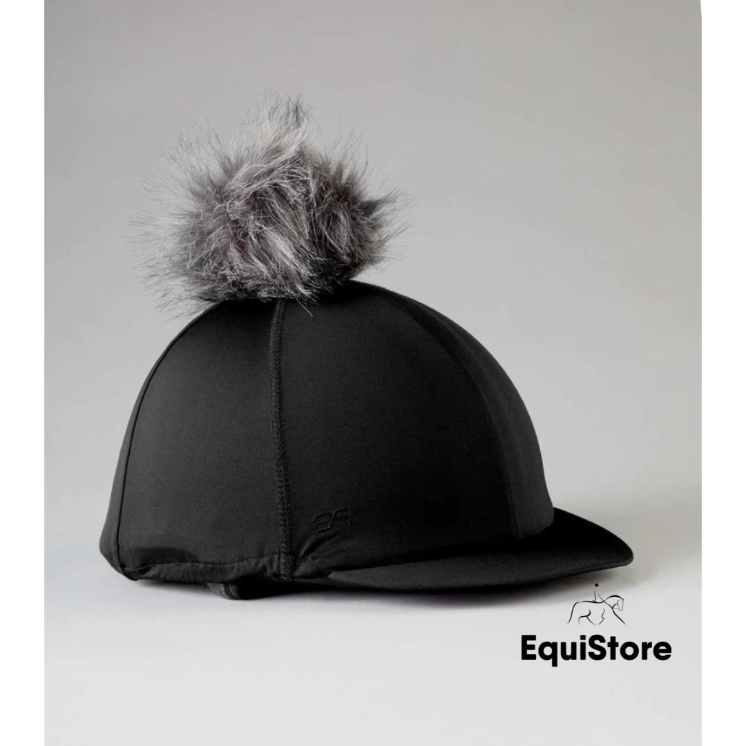 Premier Equine Jersey Hat Silk - Pom Pom Hat Cover in black