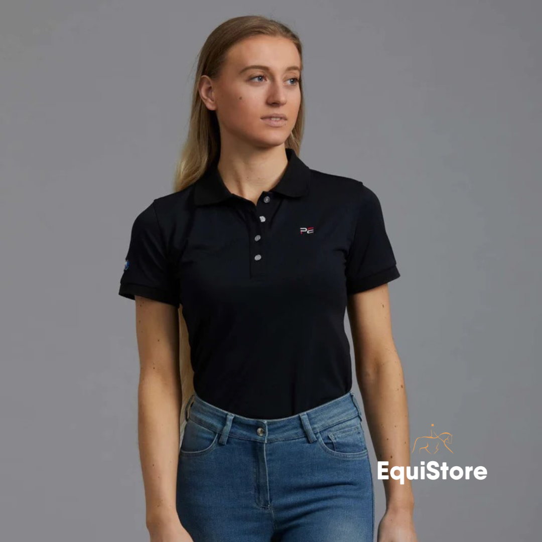Premier Equine Ladies Team Polo Shirt in black 