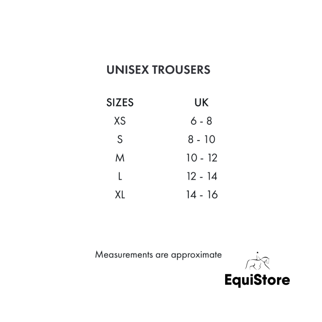 Premier Equine Lumen Reflective Unisex Horse Riding Trousers - size guide