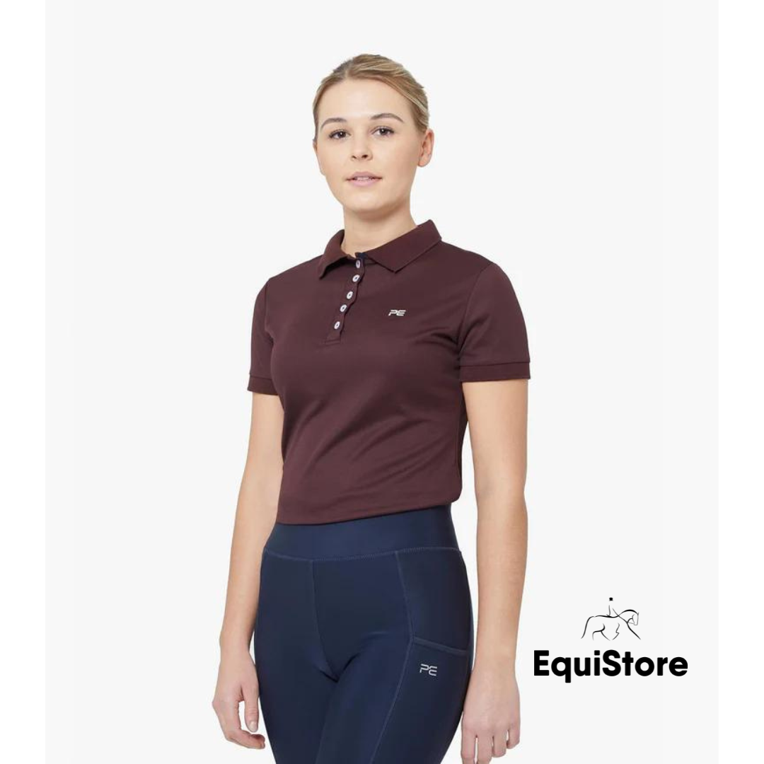 Premier Equine Pro Polo Ladies Technical Polo Shirt in wine