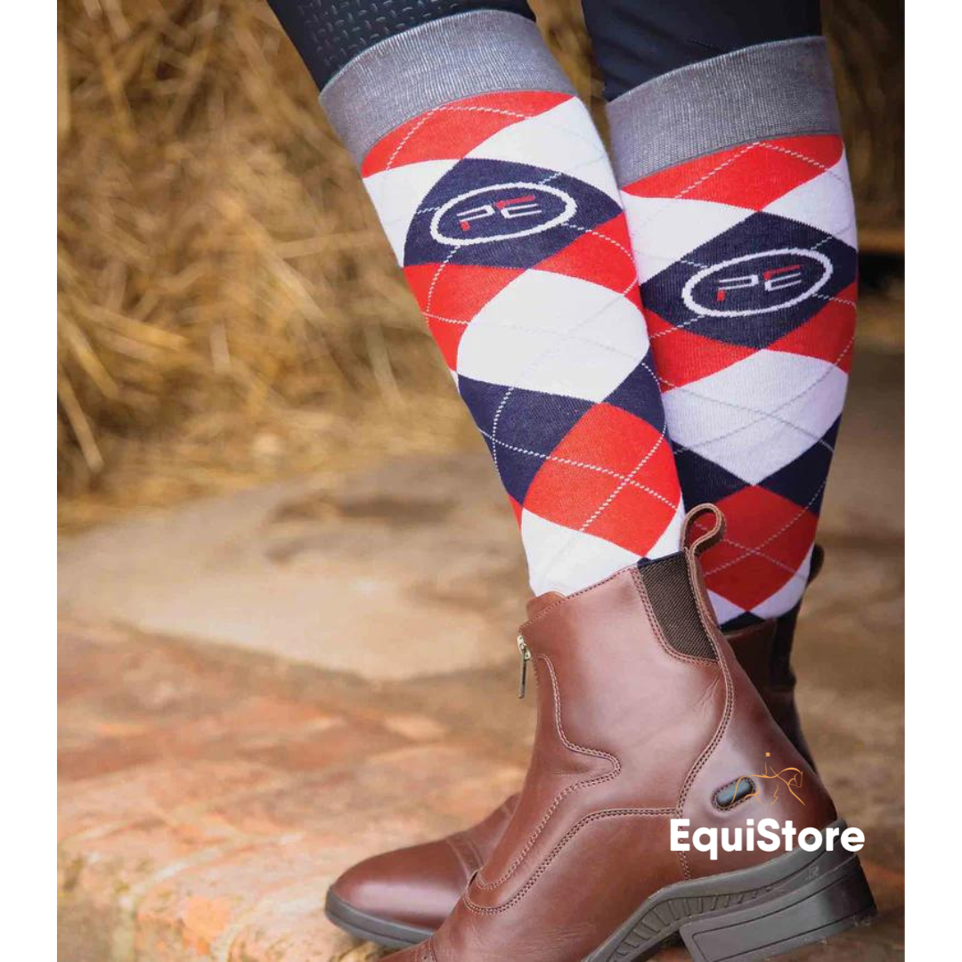 Premier Equine Thick Winter Socks - Classic Check (2 pairs) for horse riders
