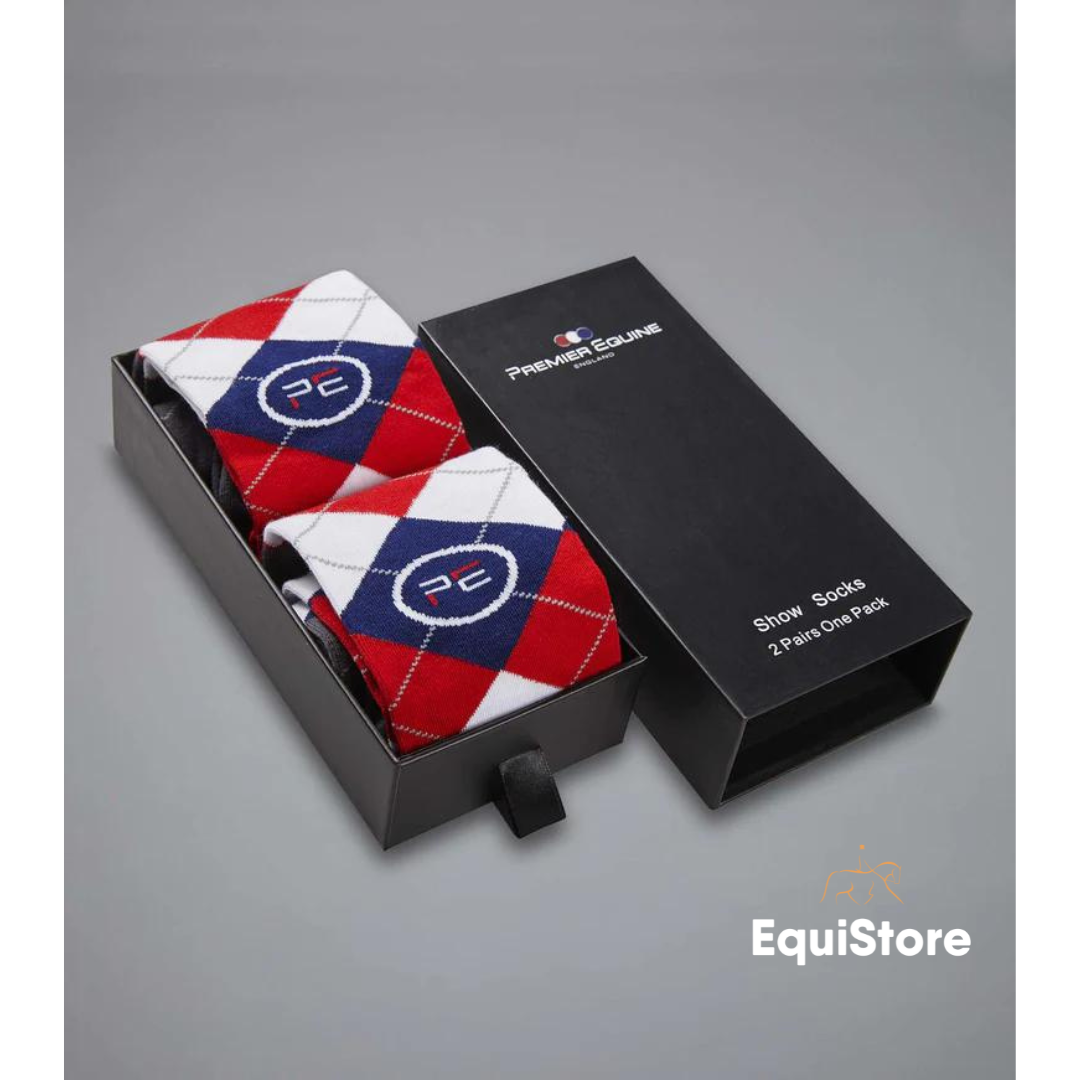 Premier Equine Thick Winter Socks - Classic Check (2 pairs) for horse riders