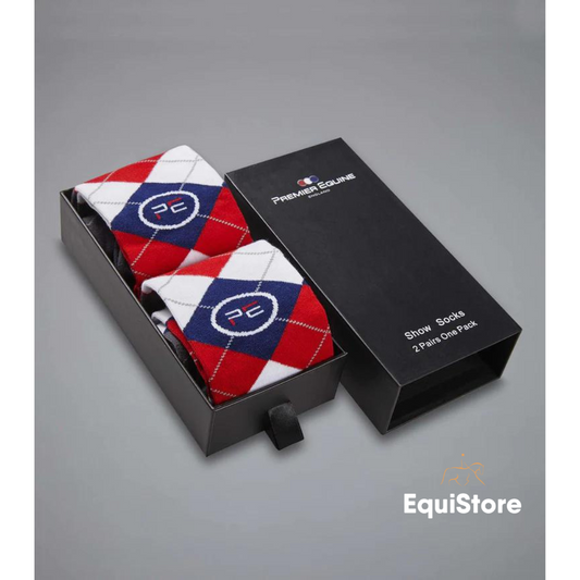 Premier Equine Thick Winter Socks - Classic Check (2 pairs) for horse riders