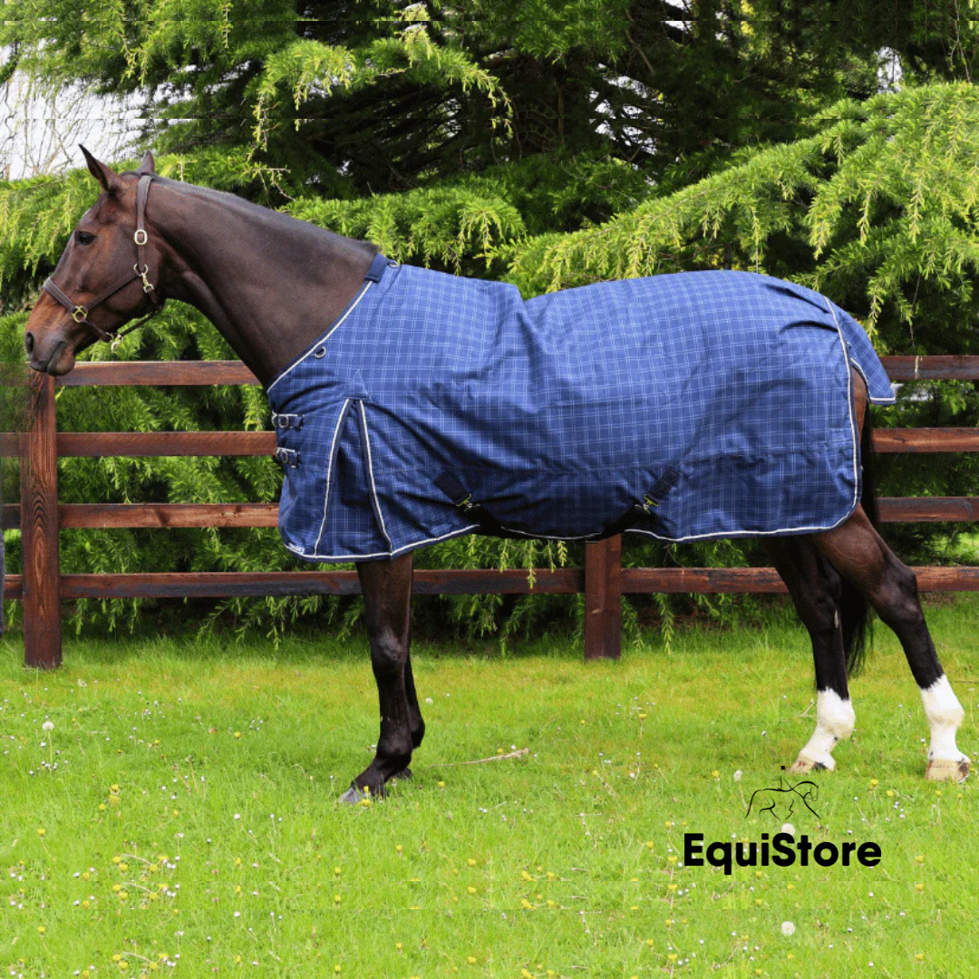 Turfmasters Mediumweight Check Turnout Rug for horses with a Standard Neck design 