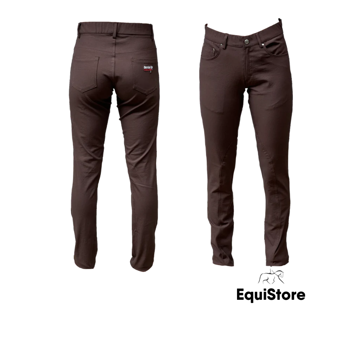 Breeze Up 4-Way Stretch Jeans (Unisex) in chocolate brown