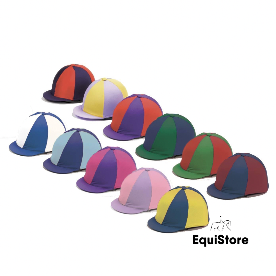 Capz Lycra Quartered Riding Hat Cover in a variety of colours