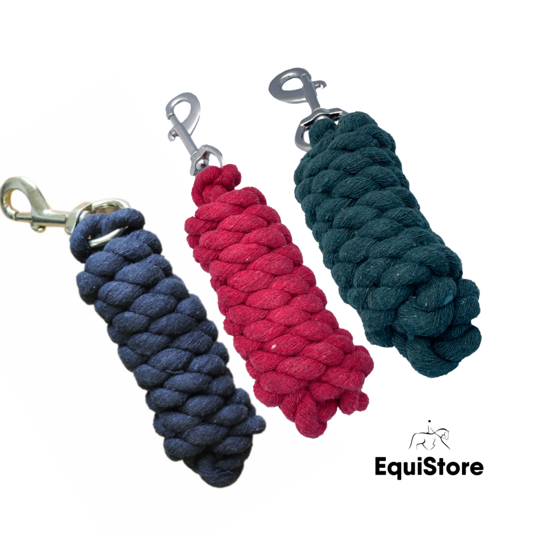 Celtic Equine Cotton Leadrope For your horse. 1.8m long and available in black, red, navy, green. With trigger clip.