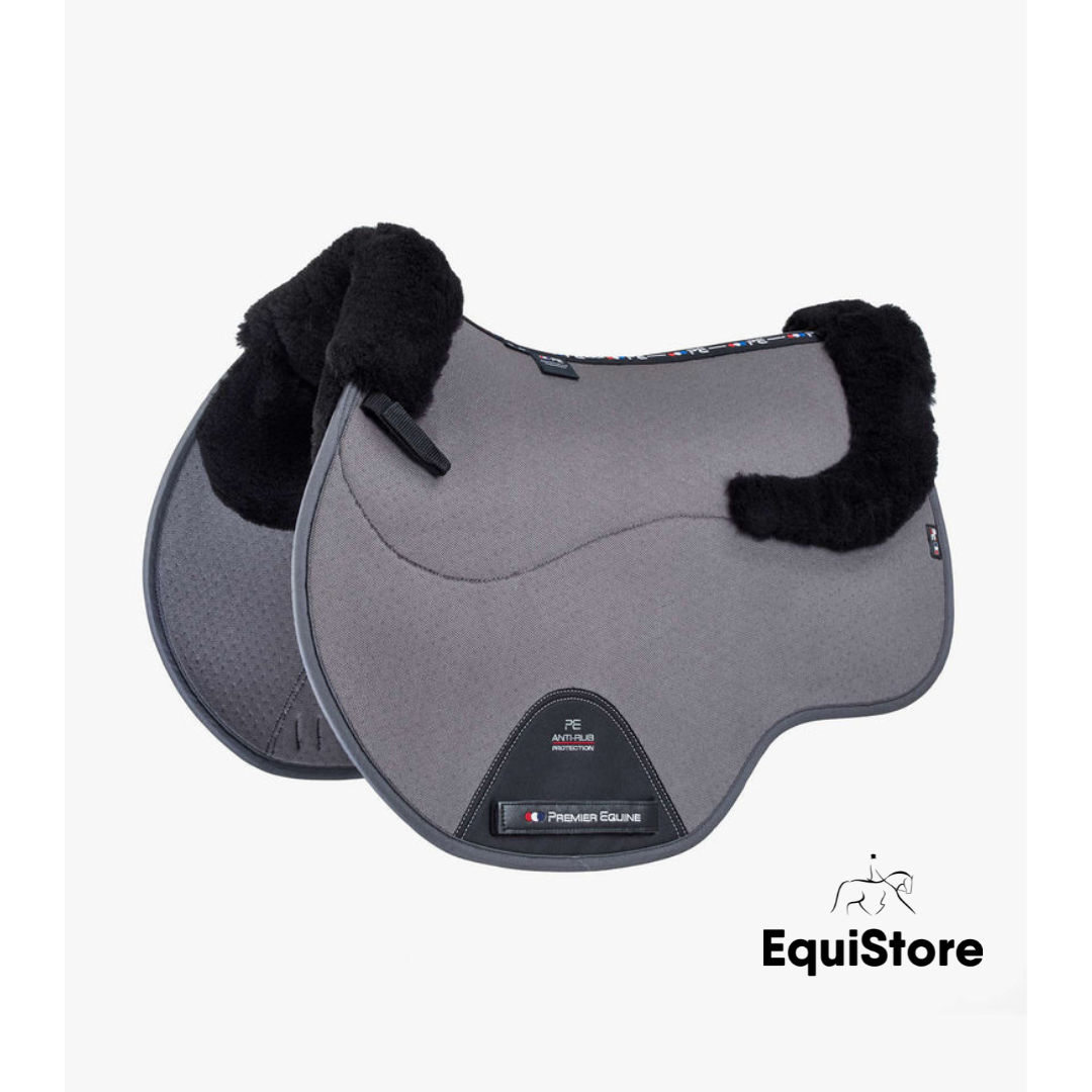Premier Equine Close Contact Airtechnology Shockproof Merion Wool Saddle Pad for performance horses in grey