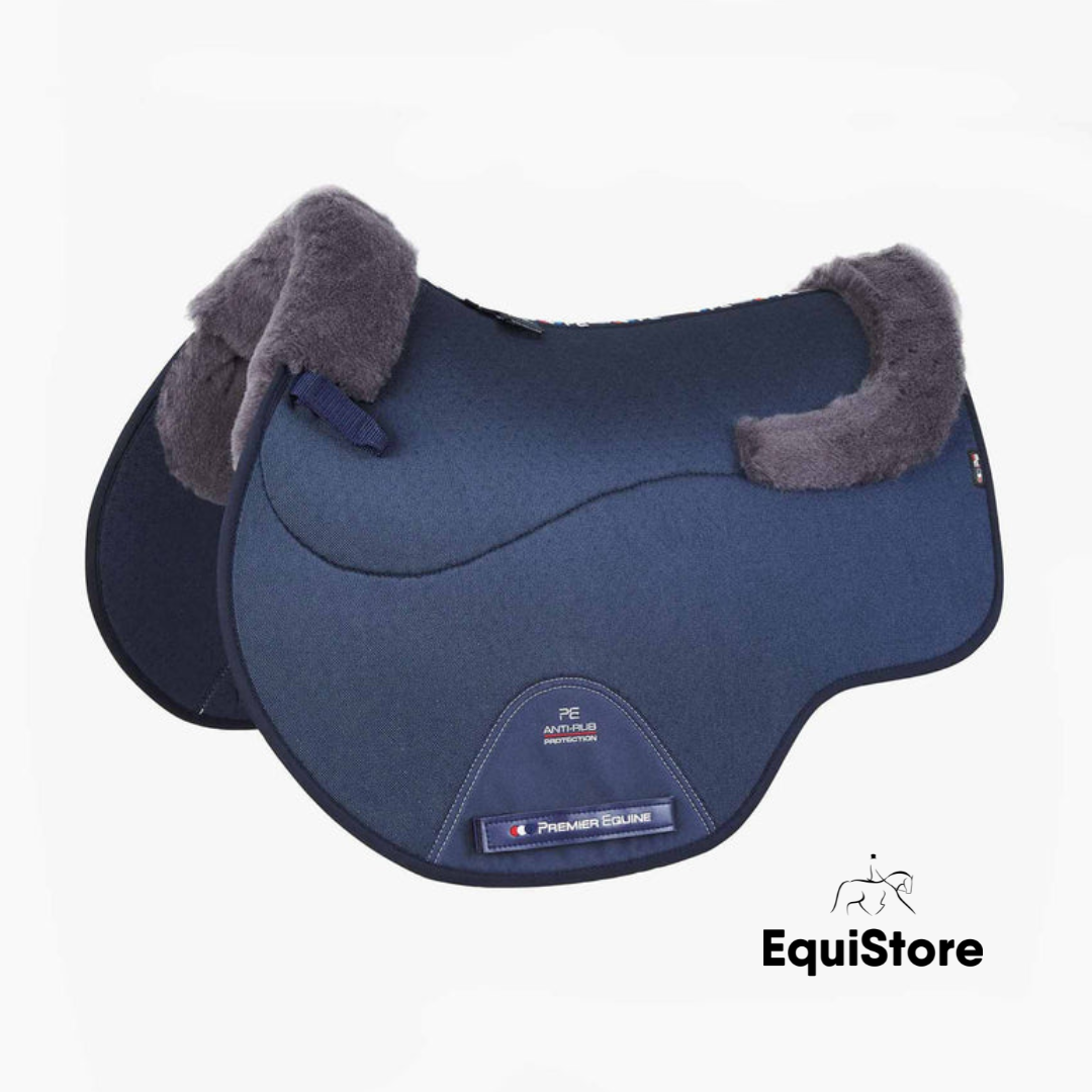 Premier Equine Close Contact Airtechnology Shockproof Wool Saddle Pad - Navy/Grey