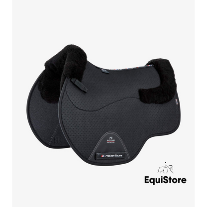 Premier Equine Close Contact Airtechnology Shockproof Merion Wool Saddle Pad for performance horses in black